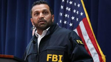 FBI director Kash Patel speaks at press conference announcing arrests