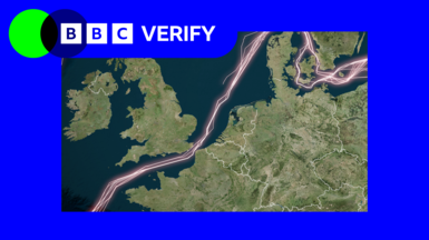 A satellite map showing the passage around sailing through the English Channel