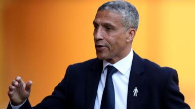 Chris Hughton, former manager of Brighton and Hove Albion, during Premier League fixture versus Wolverhampton Wanderers 