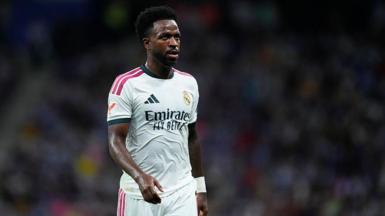 Vinicius Jr playing for Real Madrid against Espanyol