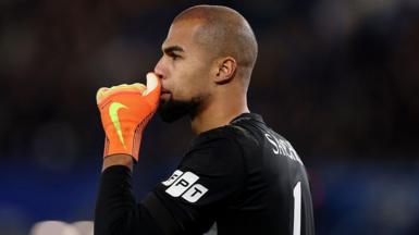 Robert Sanchez puts his hand to his mouth after a mistake against Arsenal