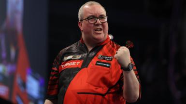 Stephen Bunting celebrates during night four of Premier League darts in Belfast