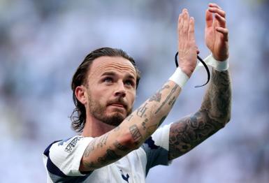 James Maddison claps supporters.