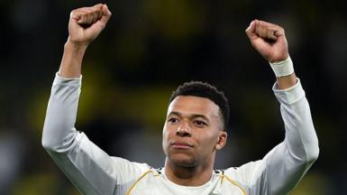 Kylian Mbappe celebrates scoring