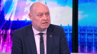 Union boss Dave Penman looks at camera while speaking in Newsnight studio