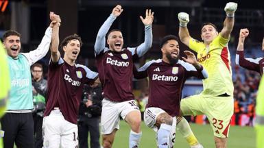 Aston Villa players celebrate