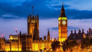 Houses of Parliament lit up at night