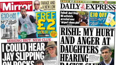 Daily Mirror and Daily Express editions for Saturday 29 June