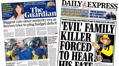 The front pages of the Guardian and the Daily Express