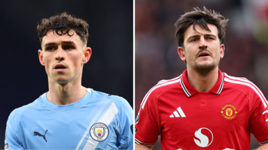 A split picture of Phil Foden and Harry Maguire