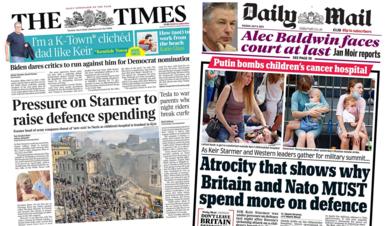 The Times and Daily Mail front pages, side by side