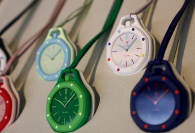 Models of Audemars Piguet & Swatch "Royal Pop" watches are on display at a Swatch shop in Berlin, Germany, May 18, 2026.