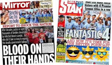 A composite image of the Mirror and Star front pages on 20 May