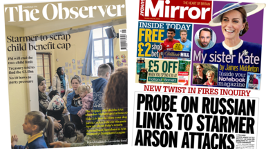 The Observer and Sunday Mirror front pages in a composite picture