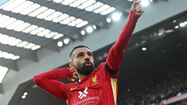 Mohamed Salah celebrates a goal