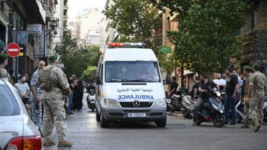 An ambulance heading towards area of the blasts