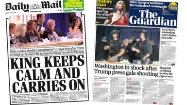 A split image of the Daily Mail on the left and the Guardian on the right