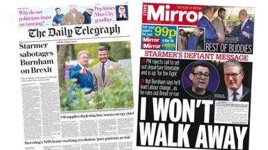 Newspaper headlines: 'Starmer sabotages Burnham' and 'Best of buddies'
