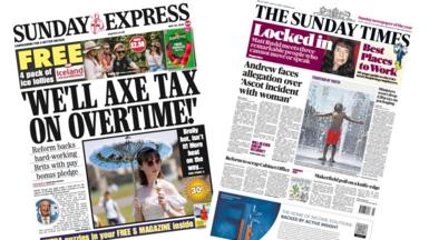 A composite image of the front pages of the Sunday Express and the Sunday Times on 24 May 2026