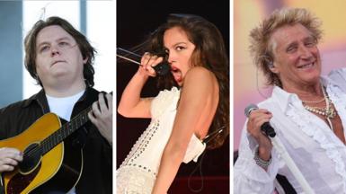 Composite picture of Lewis Capaldi, Olivia Rodrigo and Rod Stewart