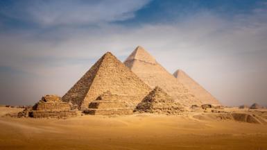 Panorama view of the great Pyramid of Giza in Egypt