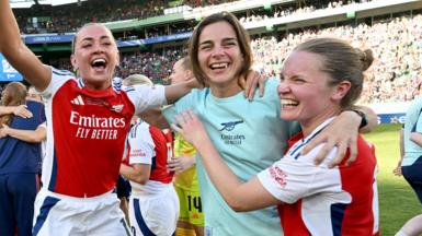 Katie McCabe, Renee Slegers and Kim Little