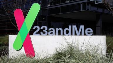 The 23andMe logo at the company headquarters in California