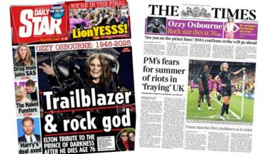 The front page of the Daily Star  and the Times.