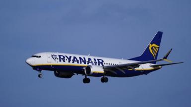 Ryanair passenger plane coming into land