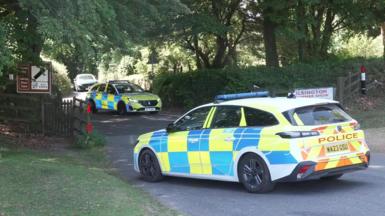 Police outside the house of Ann Widdecombe in Haytor in Dartmoor on Monday morning