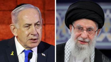 A composite image of Israeli Prime Minister Benjamin Netanyahu and Iranian Supreme Leader Ayatollah Ali Khamenei 