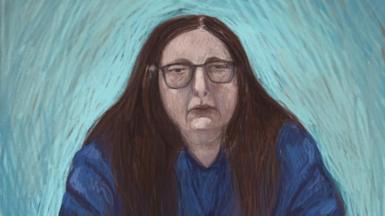 A courtroom sketch shows Erin Patterson attending proceedings via a video link from the Dame Phyllis Frost Centre, in the Victorian Court of Appeal in Melbourne, Australia, August 19,