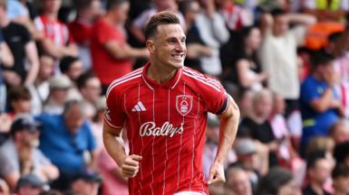 Chris Wood celebrates