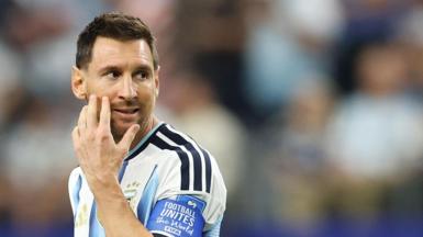 Lionel Messi reacts after missing a penalty kick against Austria at Dallas Stadium on June 22, 2026 in Arlington, Texas