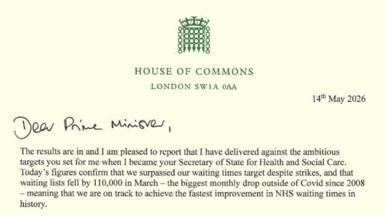 Top of Wes Streeting's resignation letter to Sir Keir Starmer