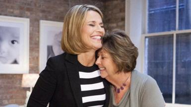 Savannah Guthrie (left) embraces her mother, Nancy Guthrie (right)