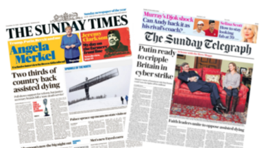 The Sunday Times and Sunday Telegraph front pages