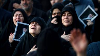 People gathered in Revolution Square, Tehran, to mourn the death of Iran's Supreme Leader Ali Khamenei, 1 March 2026