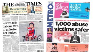 Newspaper headlines: Labour told to 'unite for budget' and '1,000 abuse victims safer'