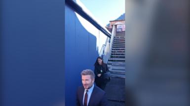 David Beckham in Davos wearing a suit
