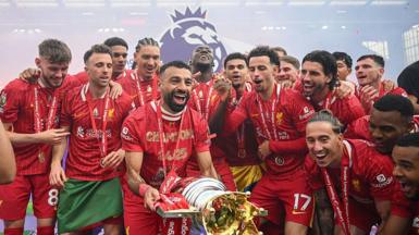 Liverpool celebrate winning the Premier League in 2025