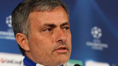 Jose Mourinho appears at a Champions League pre-match news conference while Real Madrid manager in 2011