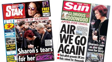 A composite image of the front pages of the Daily Star and the Sun on 31 July 2025
