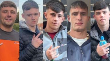 A composite image showing five males aged between 17 to 23 years old
