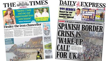 A composite image of the front pages of the Times and the Daily Express on 1 August 2026