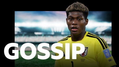 BBC Sport Gossip graphic featuring an image of Zion Suzuki playing for Japan