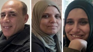 Undated image showing three family members (L-R): Hassan El-Khawas, 55, his partner Zeina Alayn, 37,and their daughter Sara El-Khawas, 14.