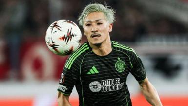 Celtic's Daizen Maeda in action during a UEFA Europa League 2025/26 Play-Off Second Leg match between VfB Stuttgart and Celtic at the MHPArena, on February 26, 2026, in Stuttgart, Germany.