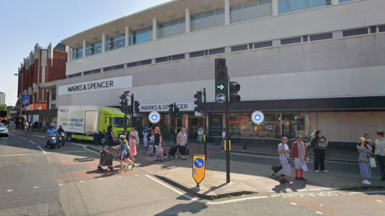 A Google Street View image showing High Street, Ealing Broadway where the collision occurred