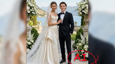 An AI created image of Zendaya and Tom Holland getting married
